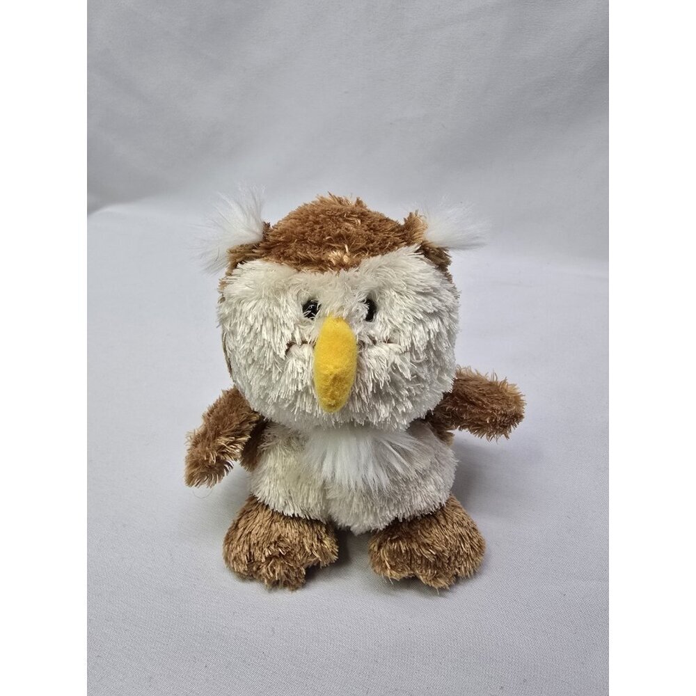 Russ Berrie Plush Owl Geoff Luvvies Brown and White Stuffed Animal 5"